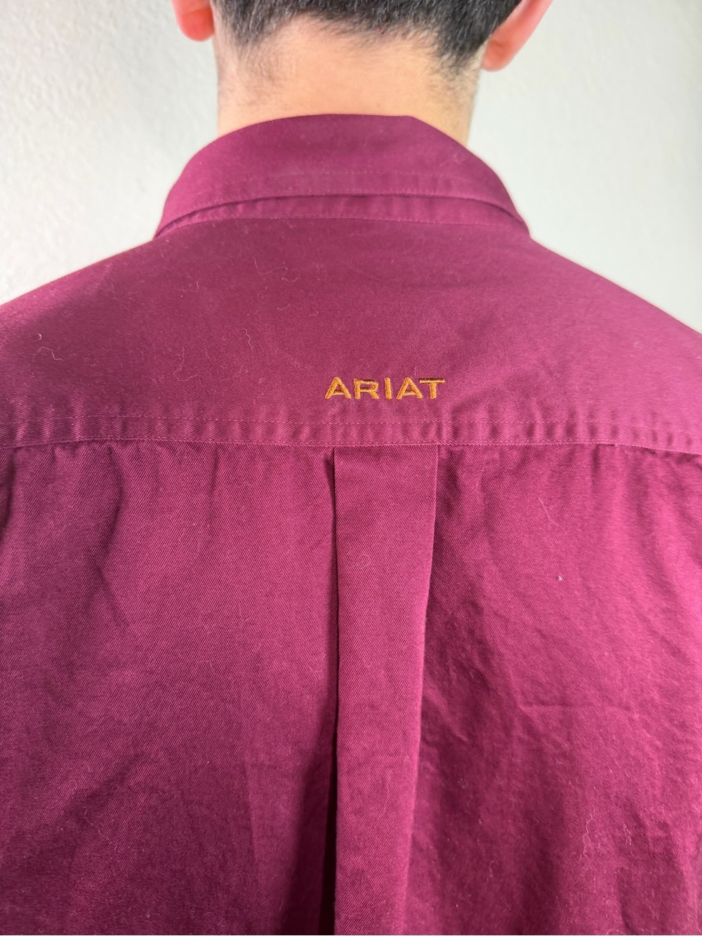 Ariat Mens XXL Burgundy Button Down Shirt Long Sleeve 100% Cotton Western - Picture 6 of 15